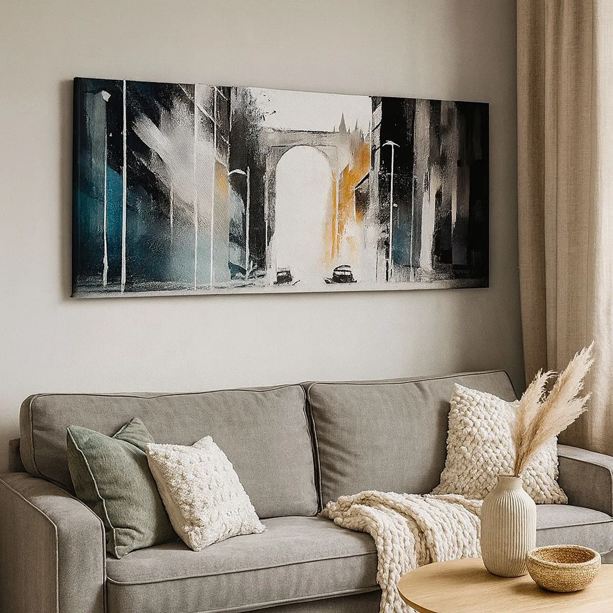 Obraz na plátně - Studie města: architektura a pohyb - 100x40 cm