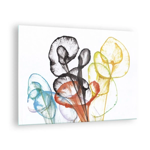 Obraz na skle - Barevné, průsvitné květiny v uměleckém stylu - 70x50cm - Květiny s duší - Moderní nástěnná dekorace do obývacího pokoje a ložnice ARTTOR