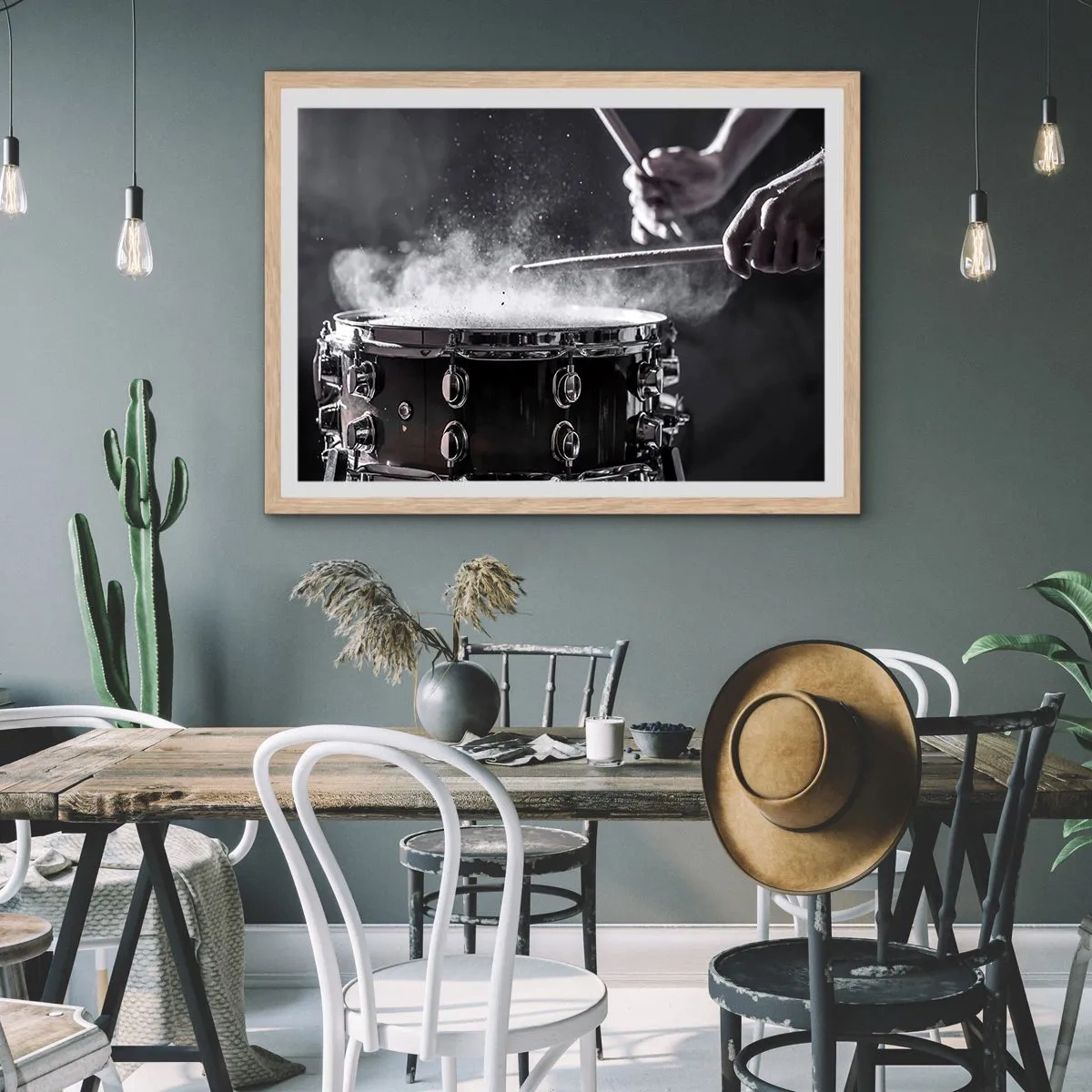 Plakát v rámu světlý dub - Puls hudby - 50x40 cm