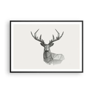 Plakát v černém rámu - Jelen v kubistickém stylu - 100x70 cm
