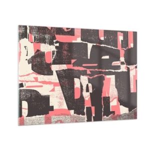 Obraz na skle - Moderní abstrakce v černé, červené a béžové barvě - 70x50cm - Celý tento shon - Moderní nástěnná dekorace do obývacího pokoje a ložnice ARTTOR