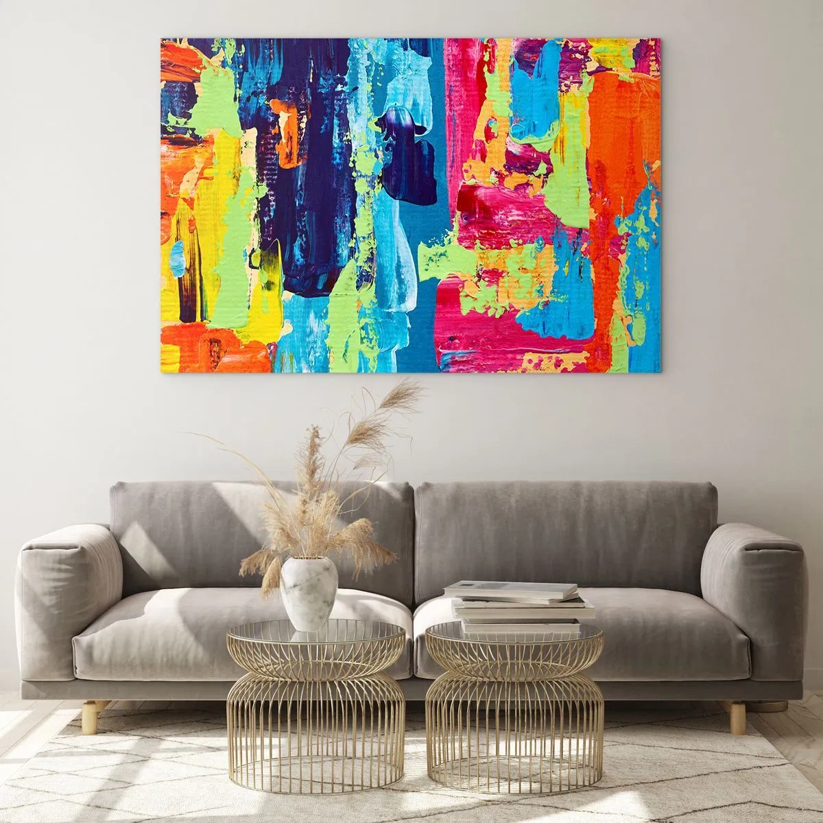 Obraz na skle - Ilustrace abstraktního obrazu v intenzivních barvách - 70x50cm - Život je krásný! - Moderní nástěnná dekorace do obývacího pokoje a ložnice ARTTOR
