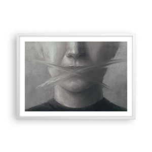 Plakát v bílém rámu - Ani slovo - 70x50 cm