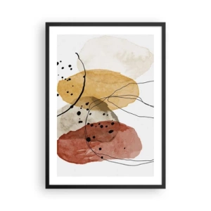 Plakát v černém rámu - Abstraktní tvary v odstínech béžové, žluté a červené - 50x70cm - Jako lehký, průzračný vzduch - Moderní nástěnná dekorace do obývacího pokoje a ložnice ARTTOR
