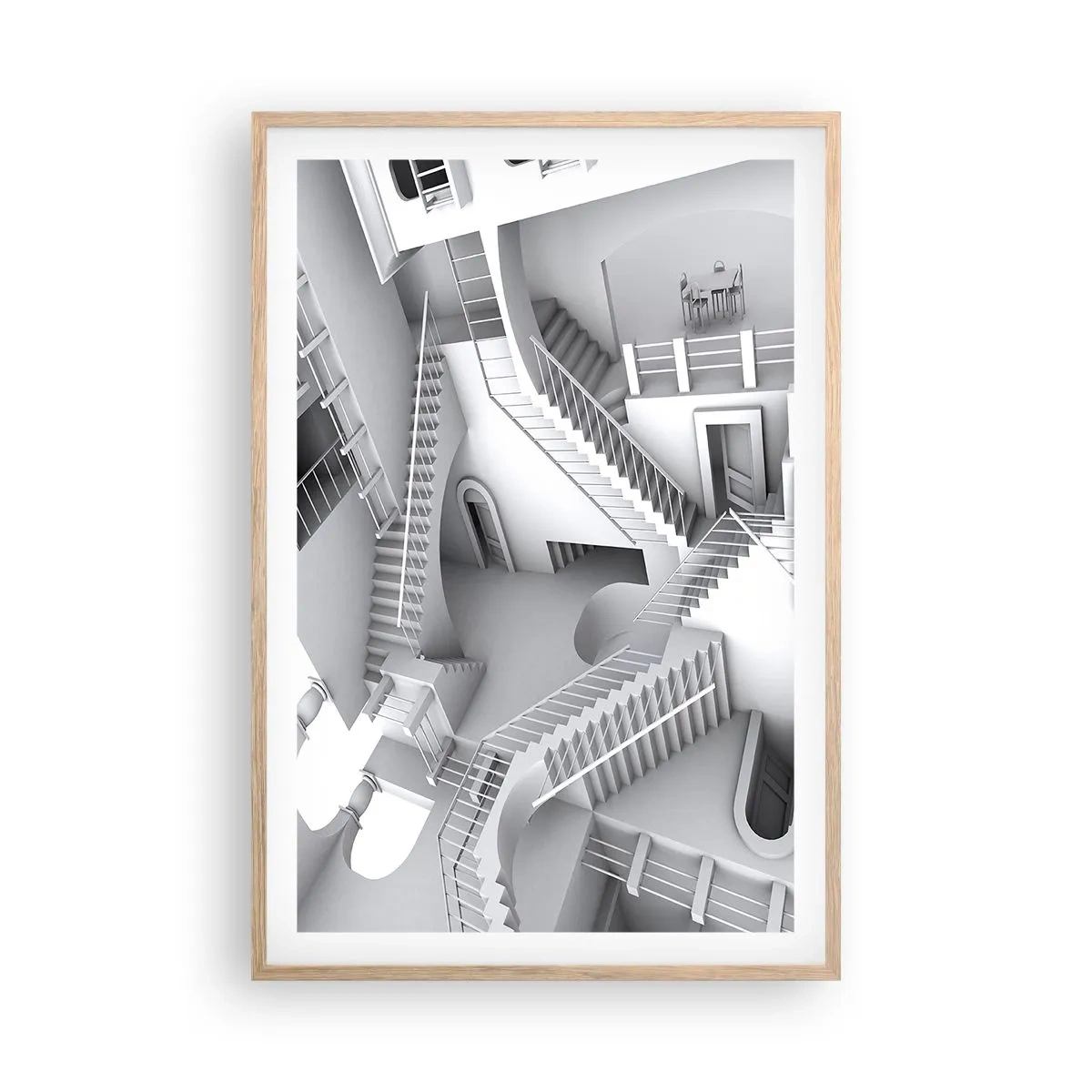 Plakát v rámu světlý dub - Paradoxy prostoru - 61x91 cm