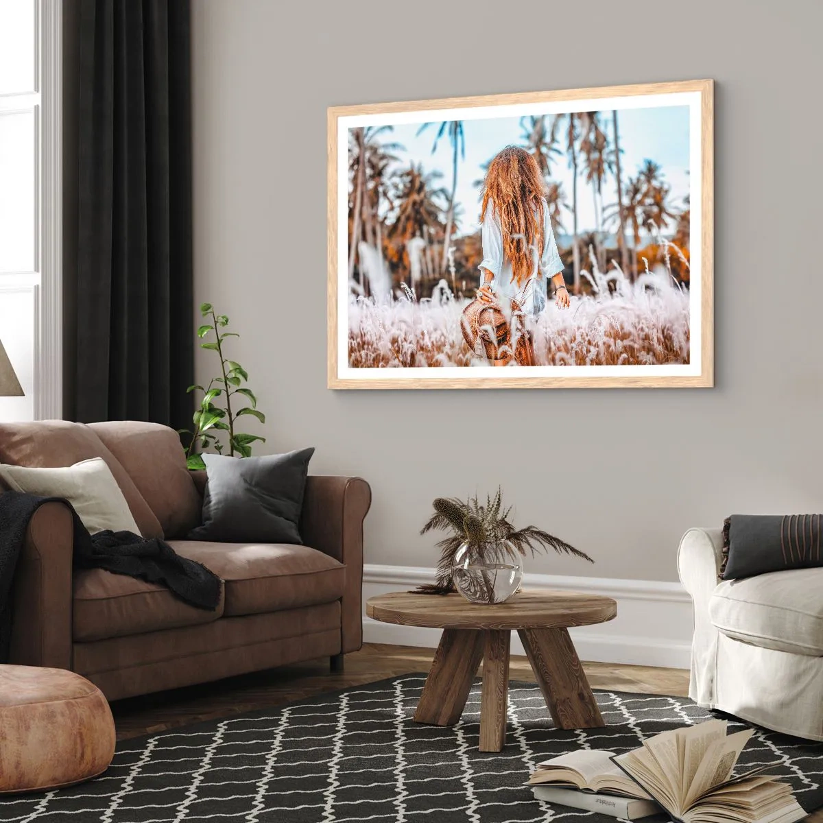 Plakát v rámu světlý dub - Zrozená z travní chmýří - 40x30 cm