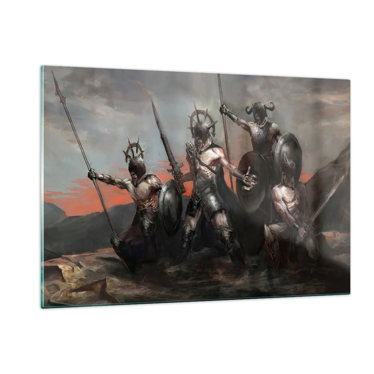 Obraz na skle - Se štítem nebo na štítu - 120x80 cm