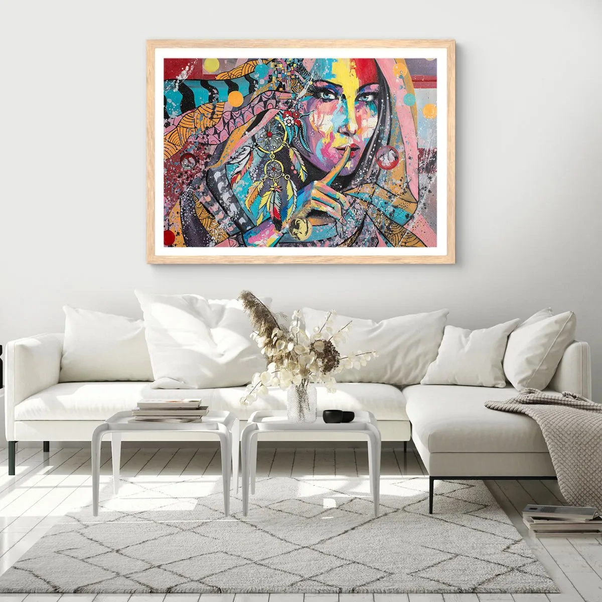 Plakát v rámu světlý dub - Mlč, než pochopíš - 91x61 cm