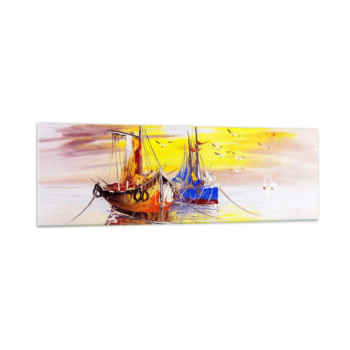 Obraz na skle - Zasloužený odpočinek v přístavu - 160x50 cm