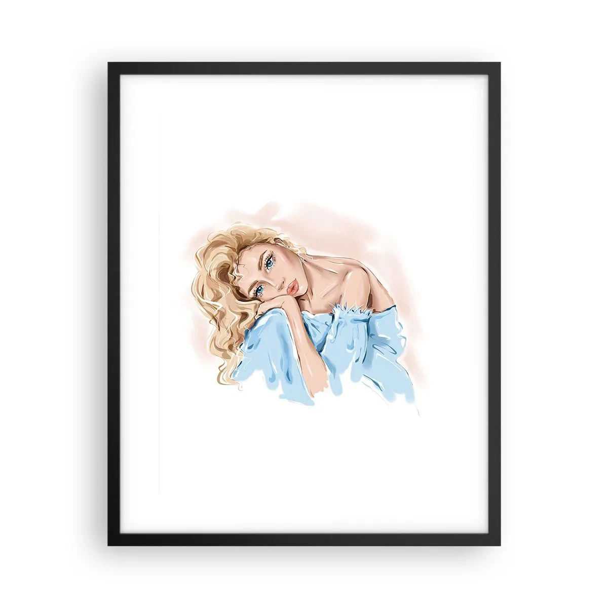 Plakát v černém rámu - Zasněná v modré - 40x50 cm