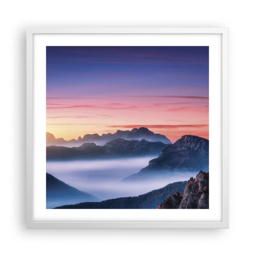 Plakát v bílém rámu - Nad údolími - 50x50 cm