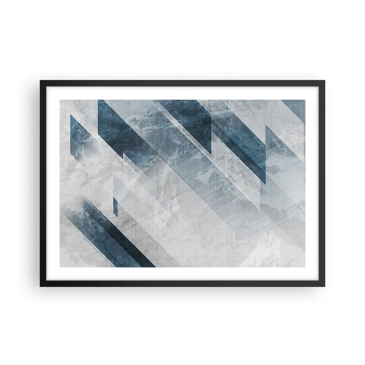Plakát v černém rámu - Prostorová kompozice – pohyb šedé - 70x50 cm