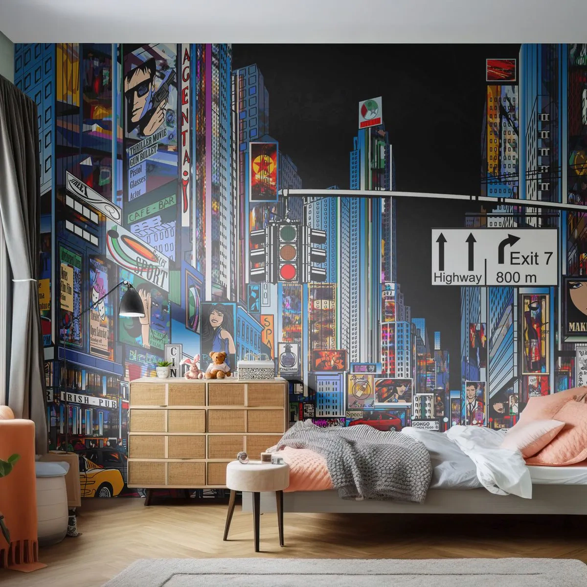 Fototapeta Samolepicí Deluxe Sticker - Komiksová velká noc - Město, Architektura, New York - 250x175 cm