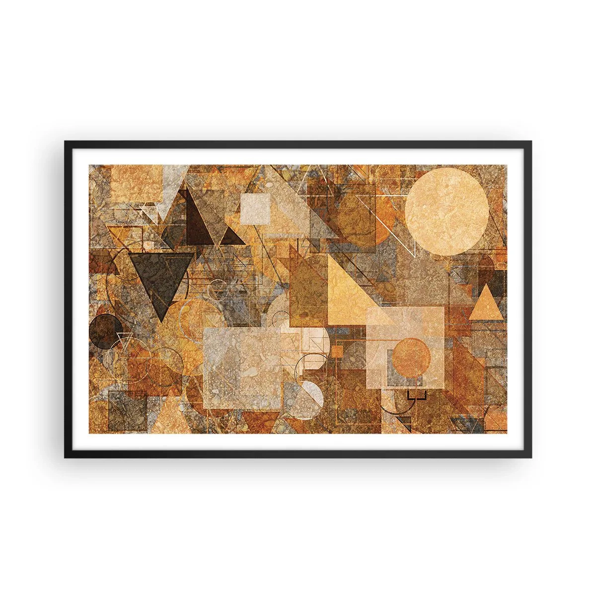 Plakát v černém rámu - Kubistická bronzová studie - 91x61 cm