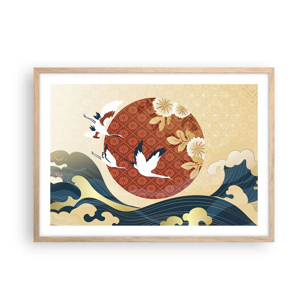 Plakát v rámu světlý dub - Japonská pohádka - 70x50 cm