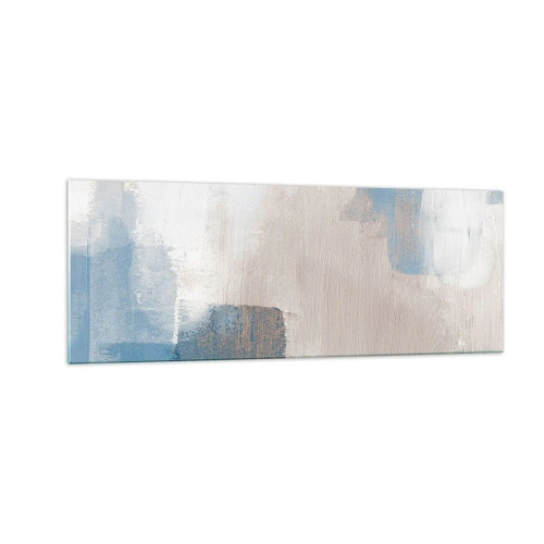 Obraz na skle - Růžová abstrakce za modrým závojem - 140x50 cm