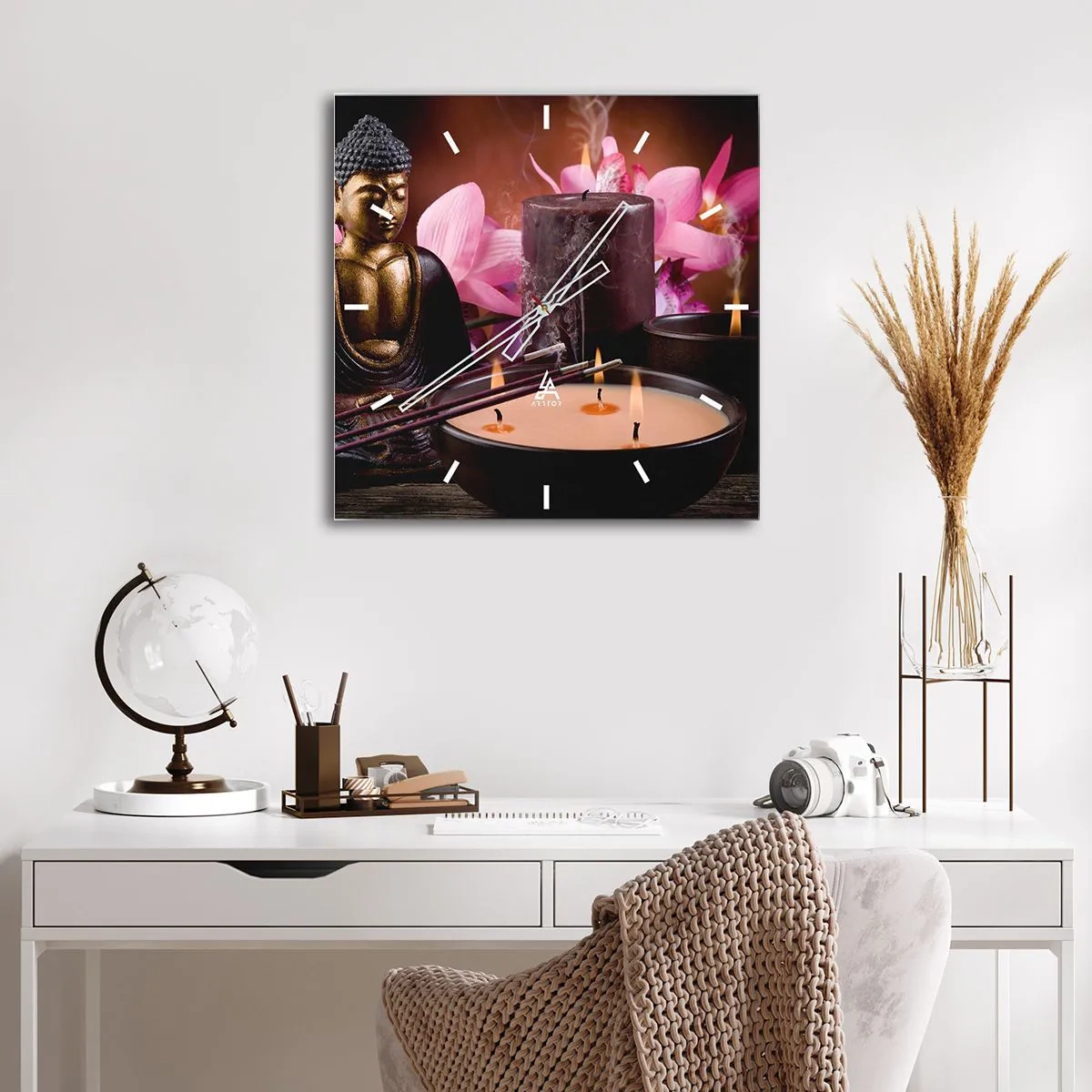 Nástěnné hodiny - Očistit mysl, uklidnit tělo - 40x40 cm