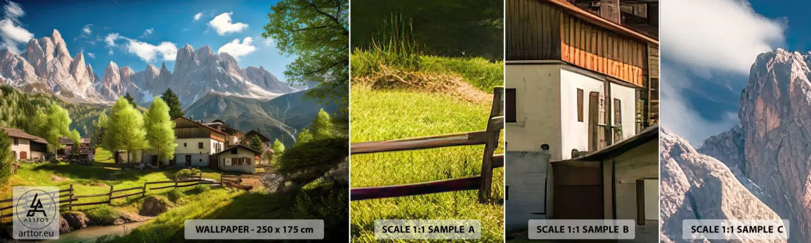 Vzor Fototapety Samolepicí Deluxe Sticker - Alpská idyla - hory, Krajina, Alpy - 100x30 cm