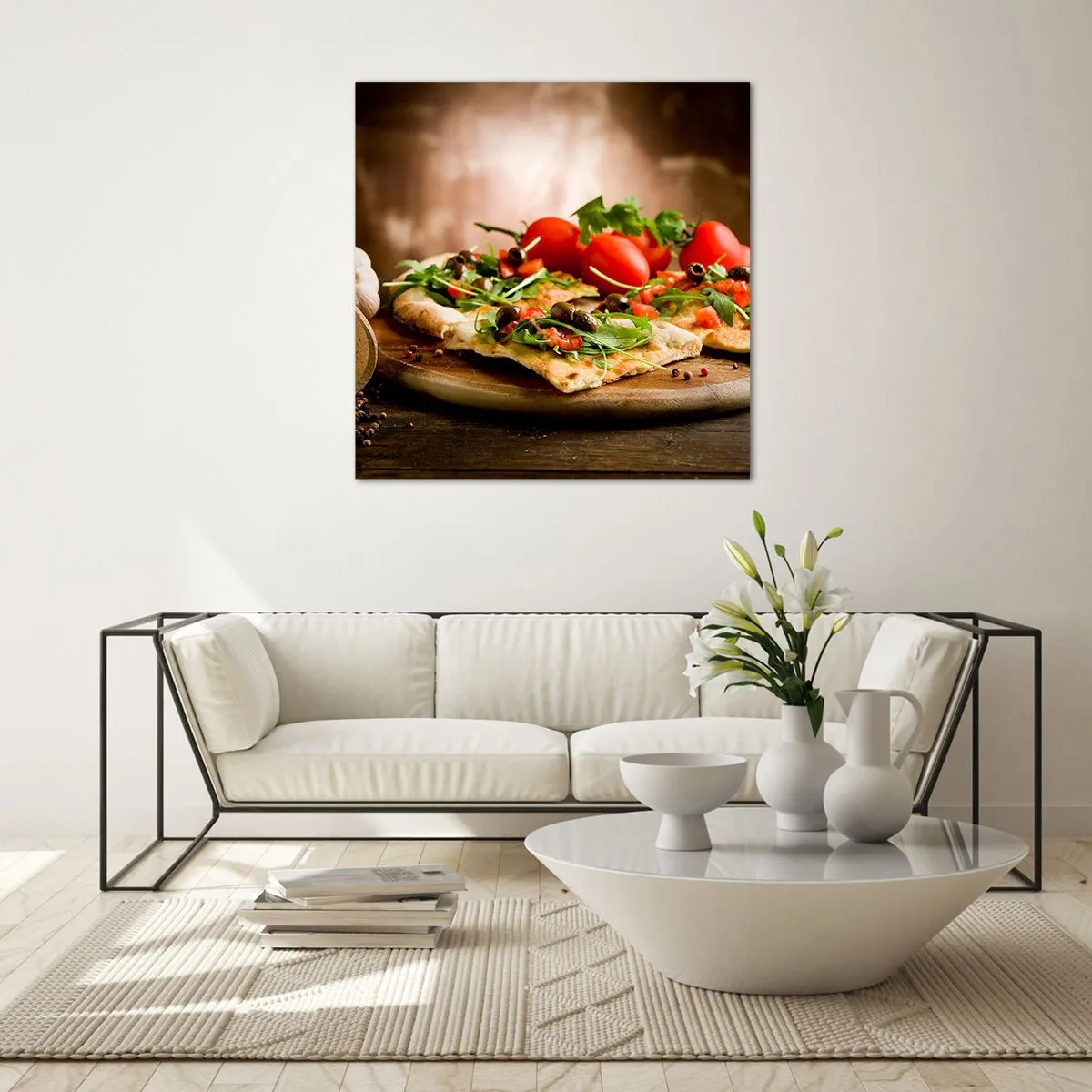 Obraz na skle - Přímo z pece a ze zahrady - 70x70 cm