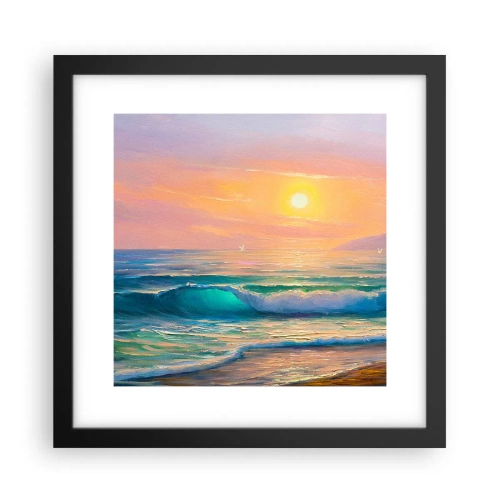 Plakát v černém rámu - Tyrkysová píseň vln - 30x30 cm