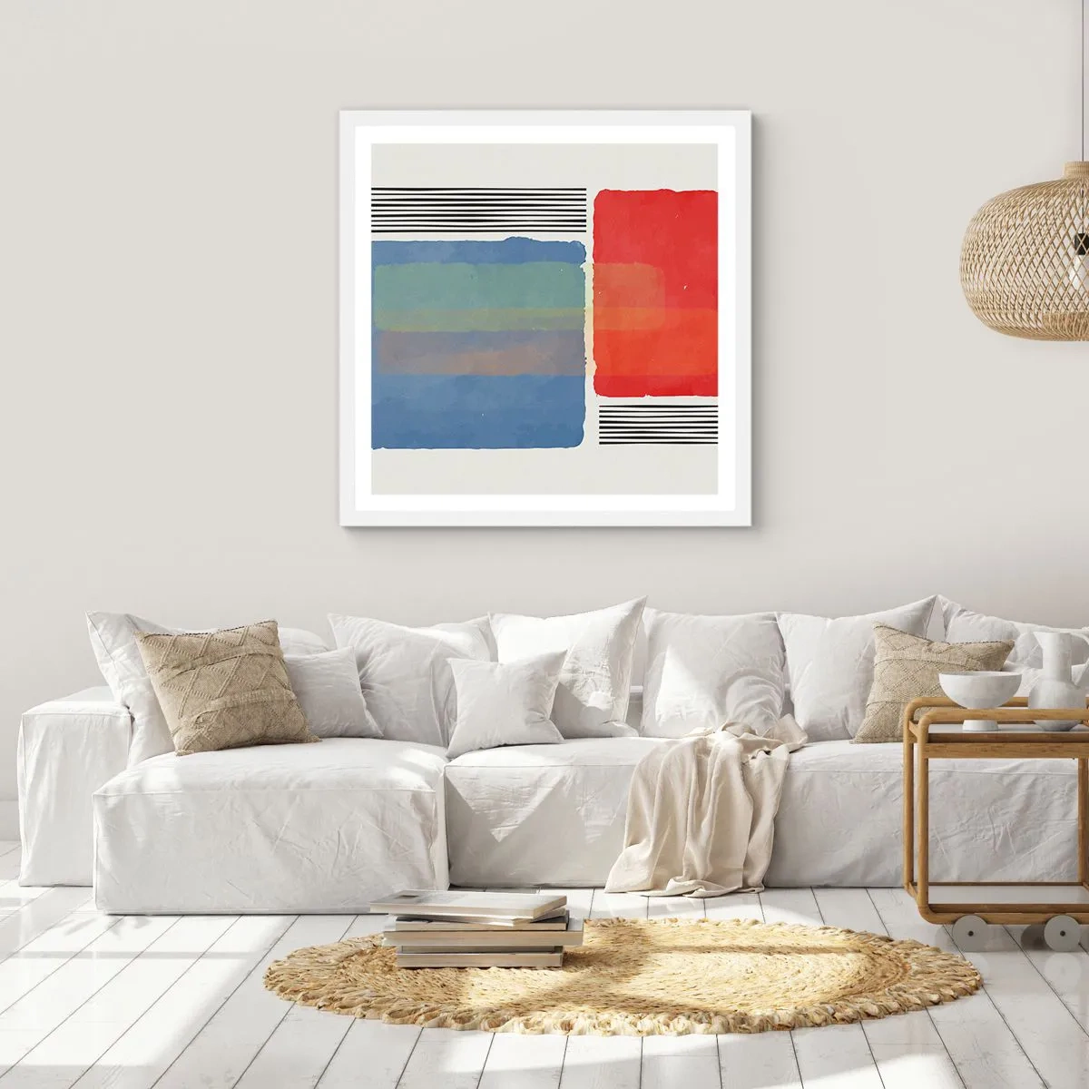 Plakát v bílém rámu - Duch a písmeno geometrie - 30x30 cm