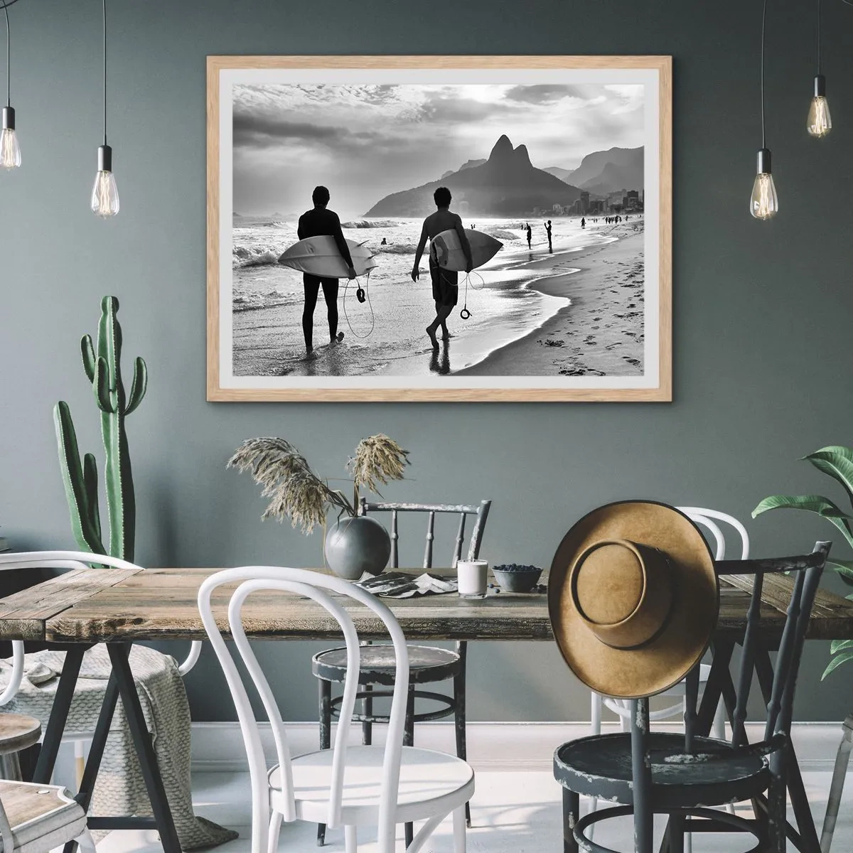 Plakát v rámu světlý dub - Samba na jednu vlnu - 100x70 cm