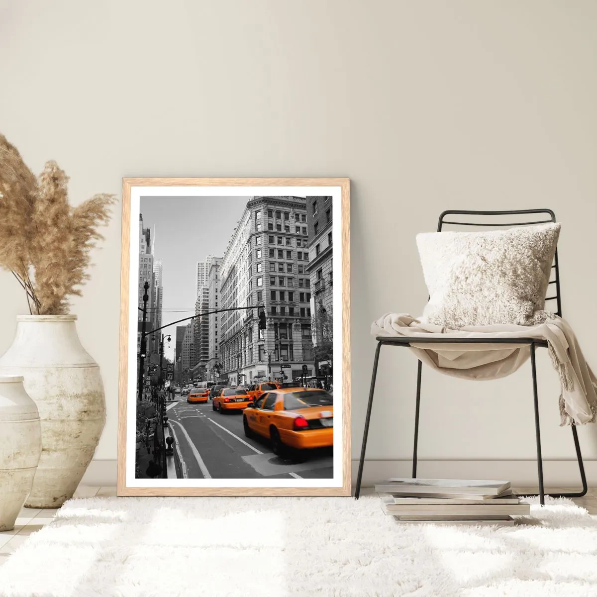 Plakát v rámu světlý dub - Slunce velkoměsta - 30x40 cm