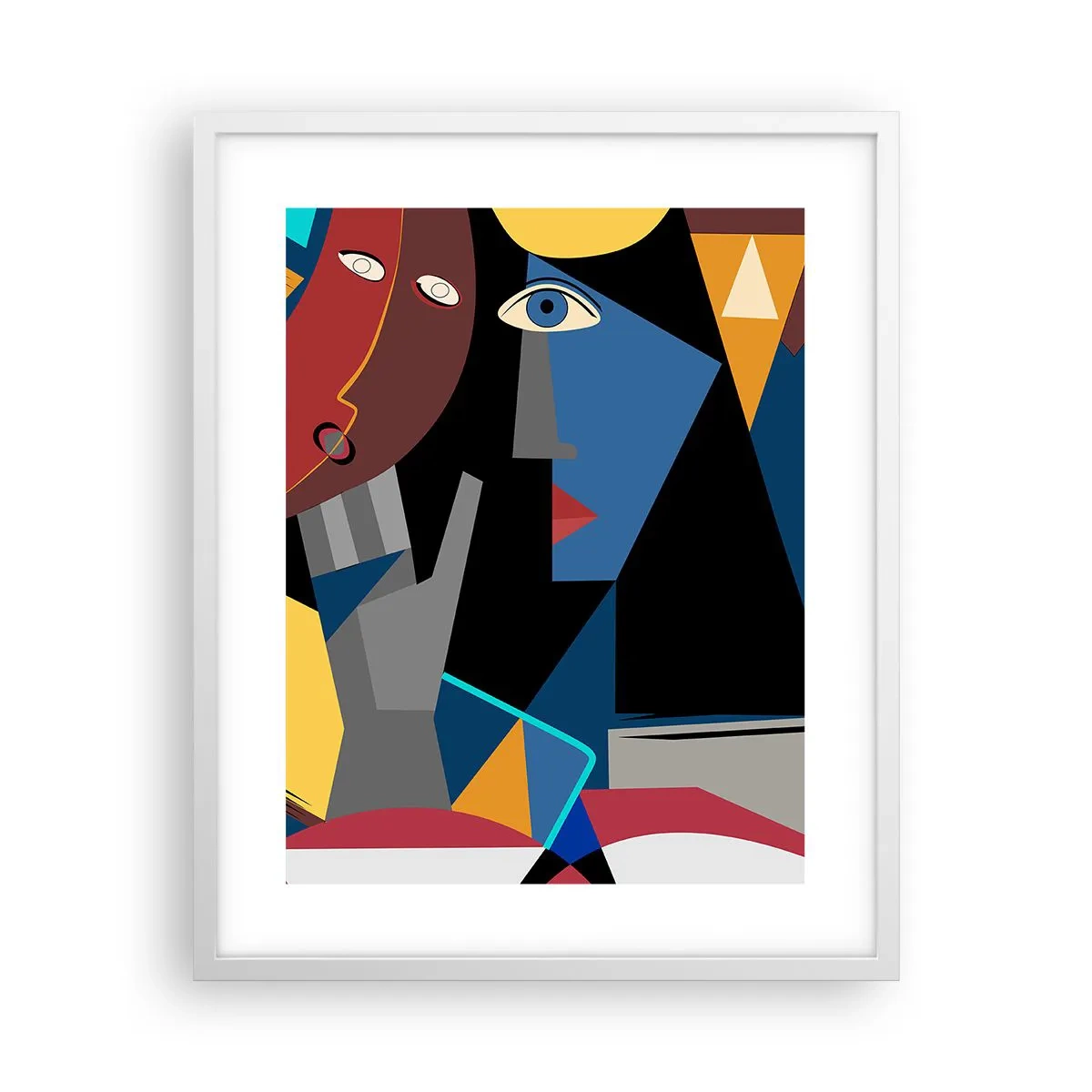 Plakát v bílém rámu - Konverzace kubistů - 40x50 cm