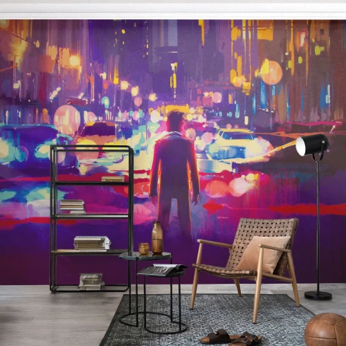 Fototapeta Premium Sand - Ponořený do světla - Město, Muž, New York - 450x315 cm