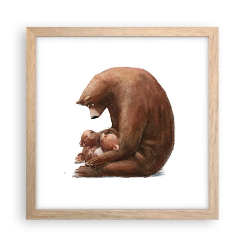 Plakát v rámu světlý dub - Sladké sny, děti - 30x30 cm