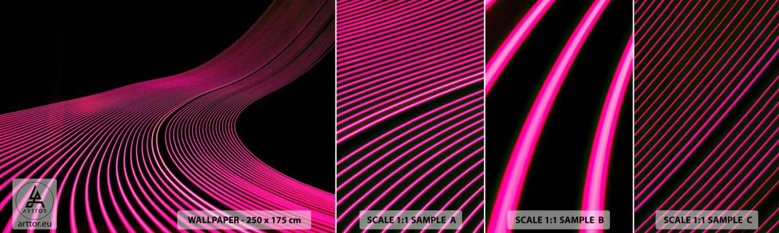 Fototapeta Vzorek Standard Eco - Alej světla - Čáry, Moderní, Neon - 100x30 cm