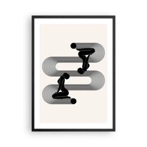 Plakát v černém rámu - Minimalistická grafika ženských siluet s efektem optické iluze - 50x70cm - Smyslná symetrie - Moderní nástěnná dekorace do obývacího pokoje a ložnice ARTTOR