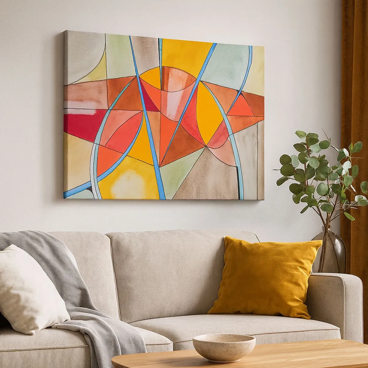 Obraz na plátně - Abstraktní kompozice v zářivých geometrických barvách. - 70x50cm - Kolotoč, kolotoč snů - Moderní nástěnná dekorace do obývacího pokoje a ložnice ARTTOR