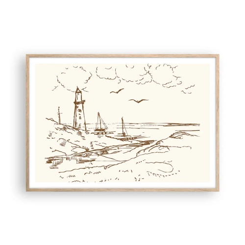 Plakát v rámu světlý dub - Náčrt letních vzpomínek - 100x70 cm