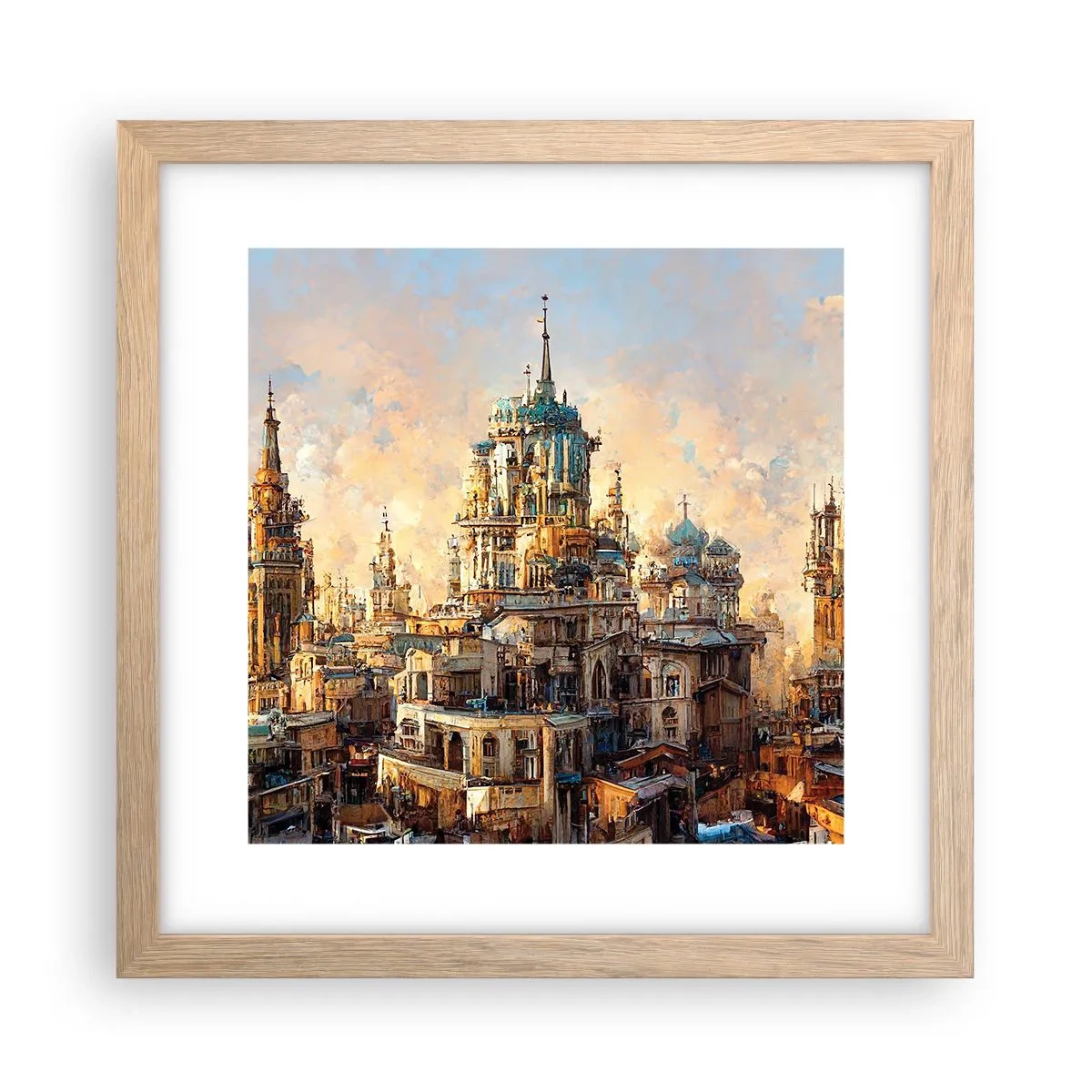 Plakát v rámu světlý dub - Město měst - 30x30 cm