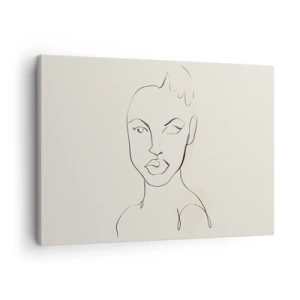 Obraz na plátně - Minimalistická skica ženské tváře - 70x50cm - Obrys smyslnosti - Moderní nástěnná dekorace do obývacího pokoje a ložnice ARTTOR