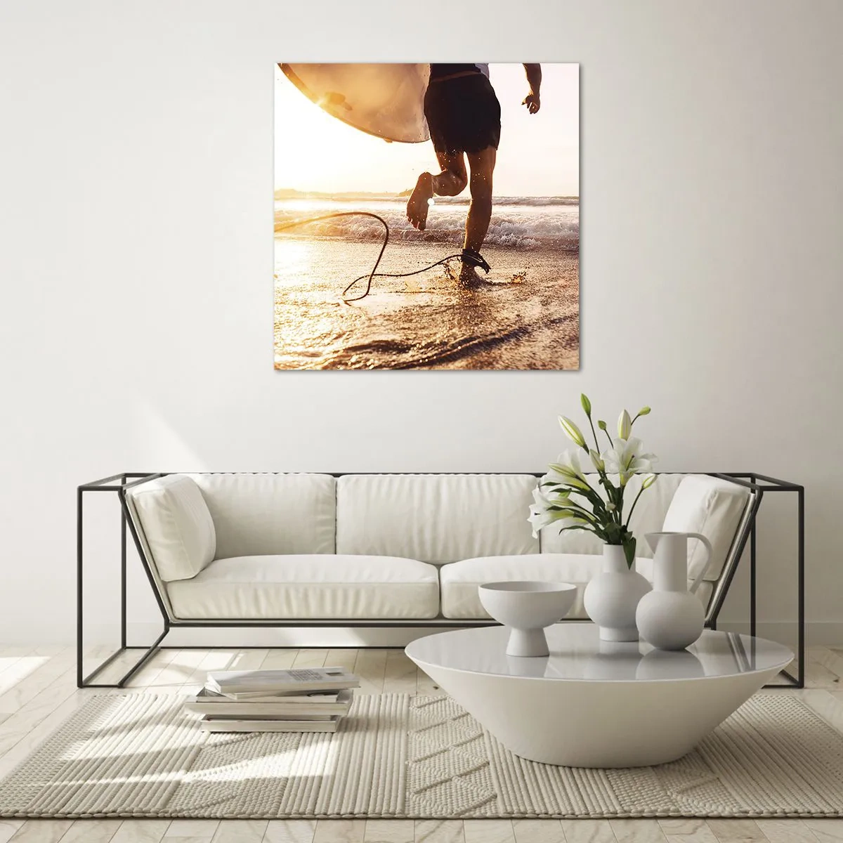 Obraz na skle - Vstříc vlně - 70x70 cm