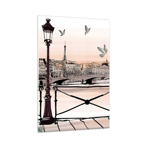 Obraz na skle - Nad střechami Paříže - 80x120 cm
