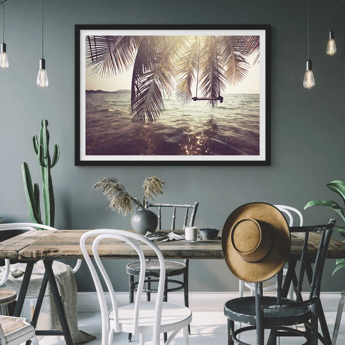 Plakát v černém rámu - Houpat se libovolně v oblacích - 70x50 cm