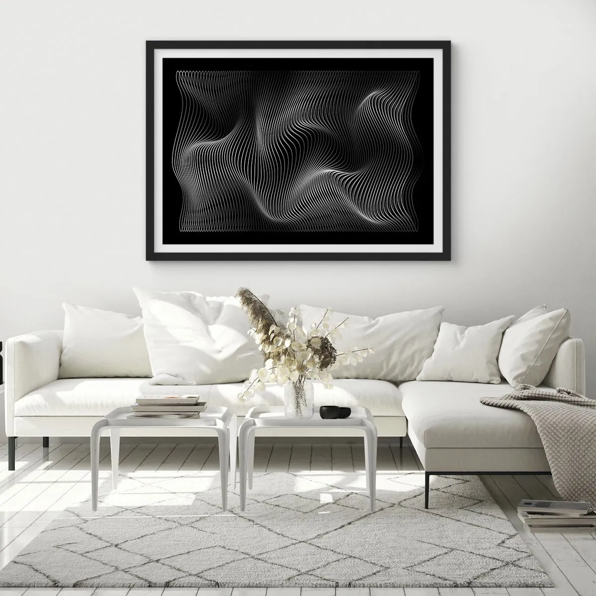 Plakát v černém rámu - Tanec světla v prostoru - 91x61 cm