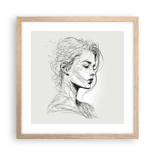 Plakát v rámu světlý dub - Portrét v zamyšlení - 40x40 cm