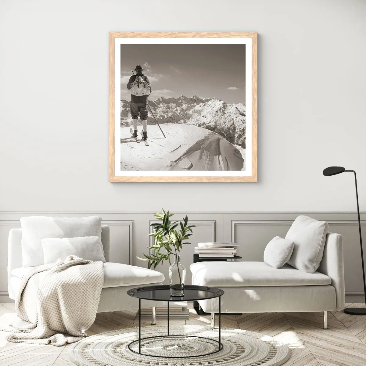 Plakát v rámu světlý dub - Stejné hory - 30x30 cm