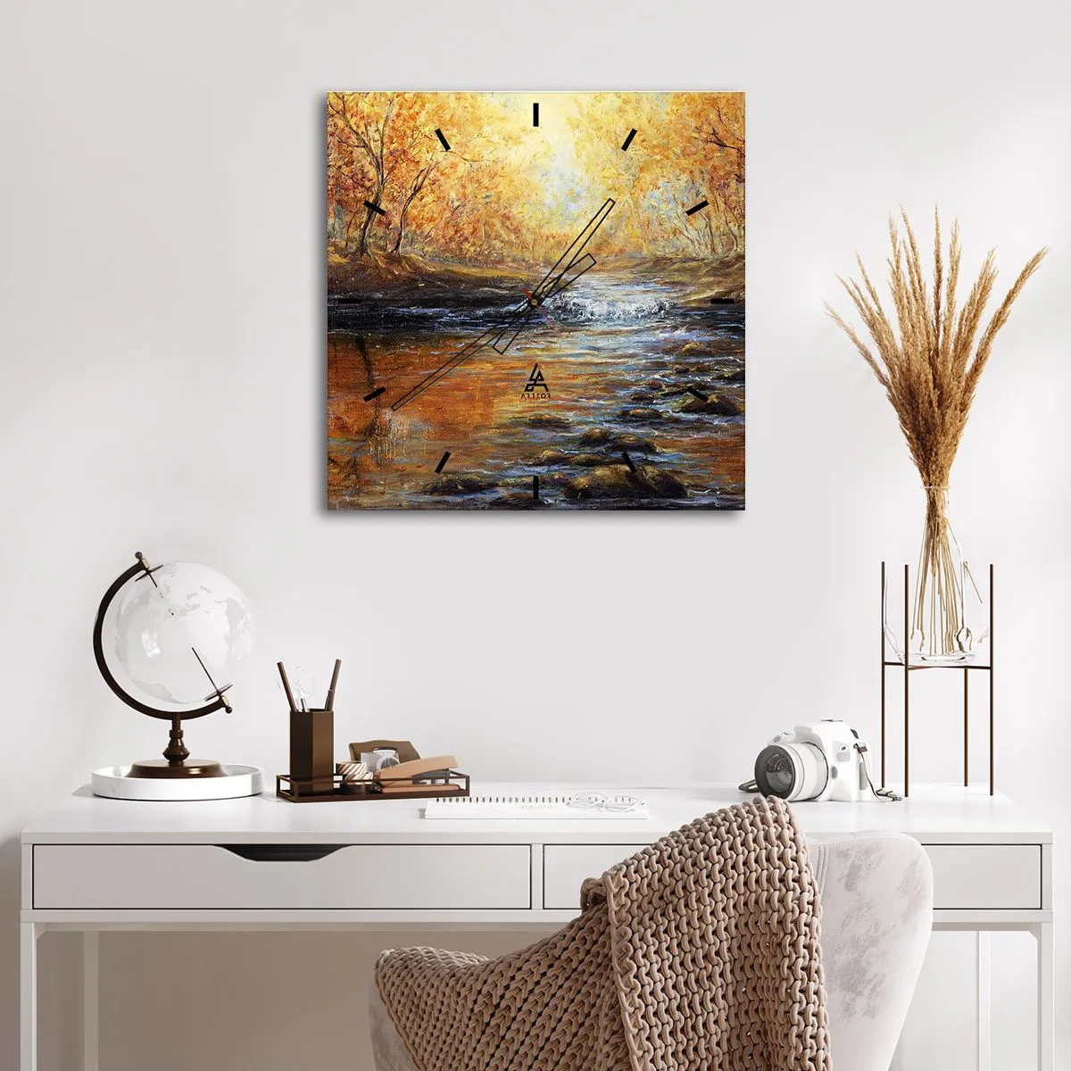 Nástěnné hodiny - Zlatý potok - 30x30 cm