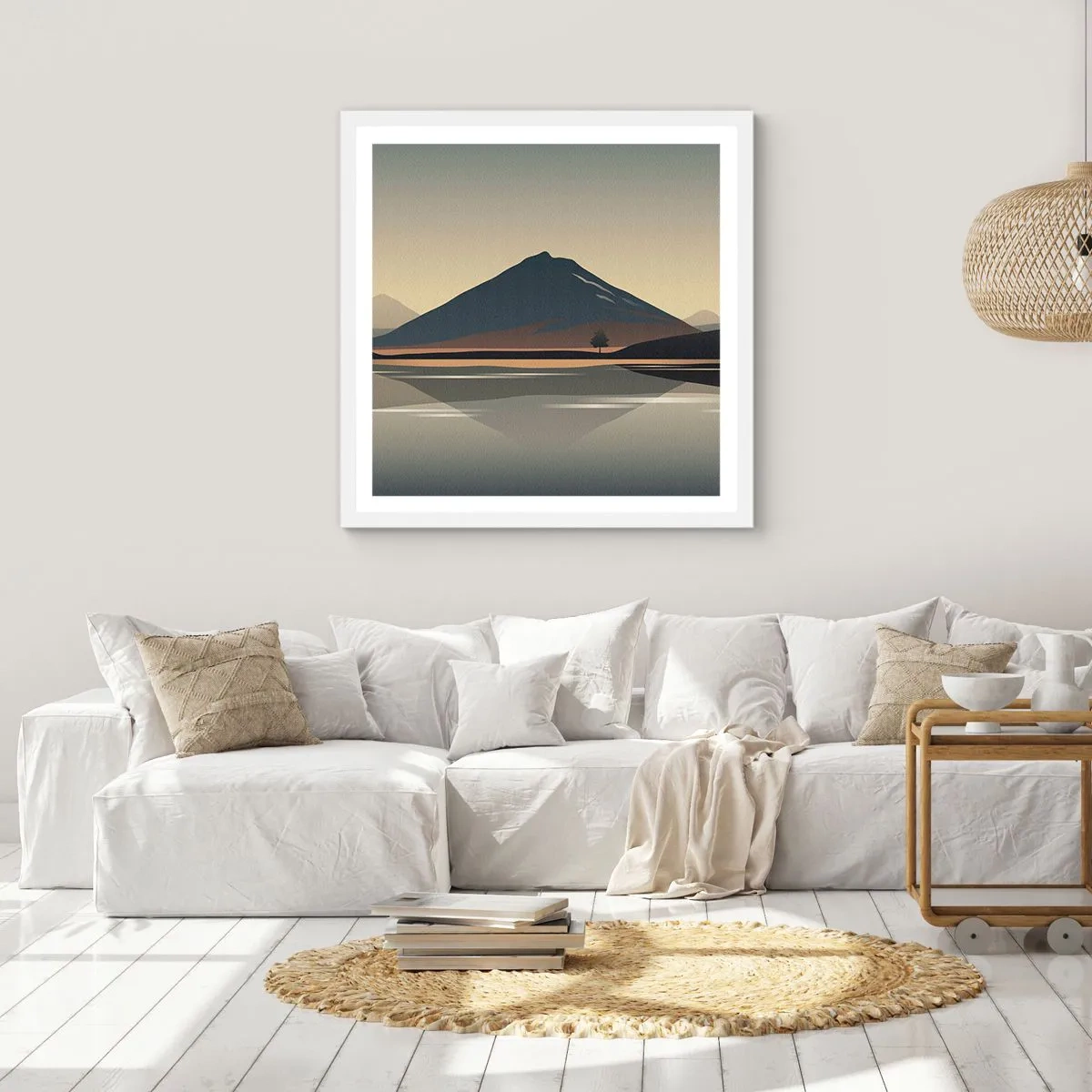 Plakát v bílém rámu - Zrcadlový odraz - 60x60 cm