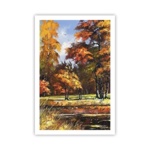 Plakát - Krajinka ve zlaté a hnědé - 61x91 cm