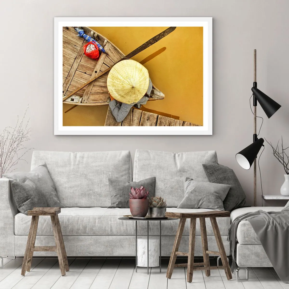 Plakát v bílém rámu - Život na žluté řece - 50x40 cm