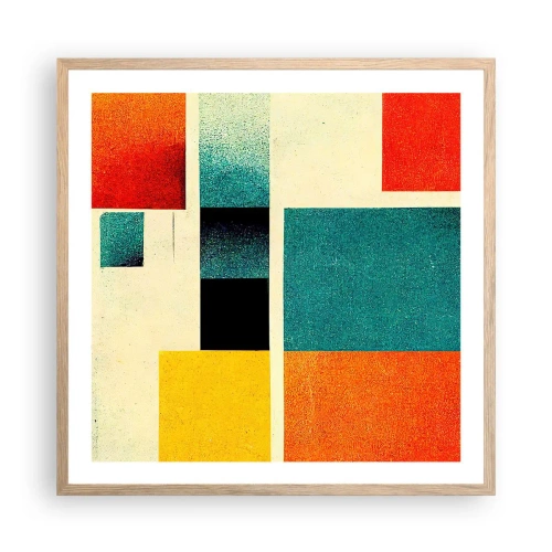 Plakát v rámu světlý dub - Geometrická abstrakce – dobrá energie - 60x60 cm