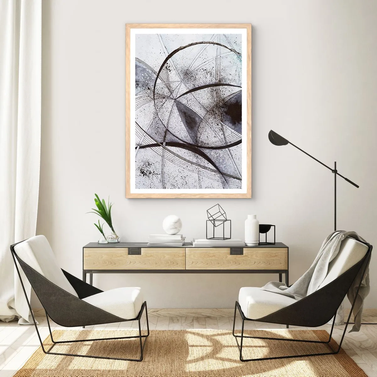 Plakát v rámu světlý dub - Futuristická fantazie - 61x91 cm