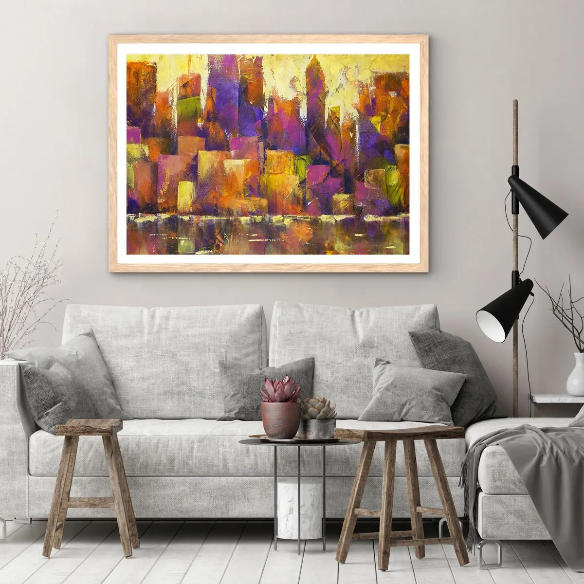 Plakát v rámu světlý dub - Metropolitní kompozice - 91x61 cm