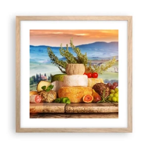 Plakát v rámu světlý dub - Italská radost ze života - 40x40 cm